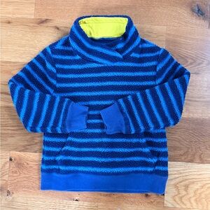 Mini Boden Blue Striped Fleece Pullover w pocket
